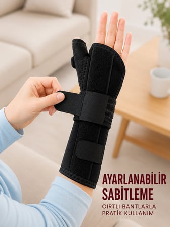 Mey İthalat Metal Destekli El Bilekliği Başparmak Destekli Uzun Bilek Ateli Standart Beden