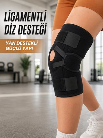 Mey İthalat Ligamentli Sporcu Dizliği Patella Destekli Ayarlanabilir Bantlı Diz Koruyucu