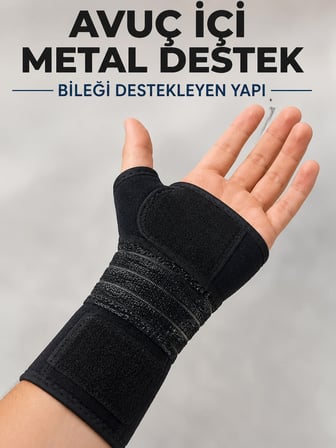 Mey İthalat Ayarlanabilir El Bilek Desteği Metal Destekli Cırtlı Bileklik El Ateli