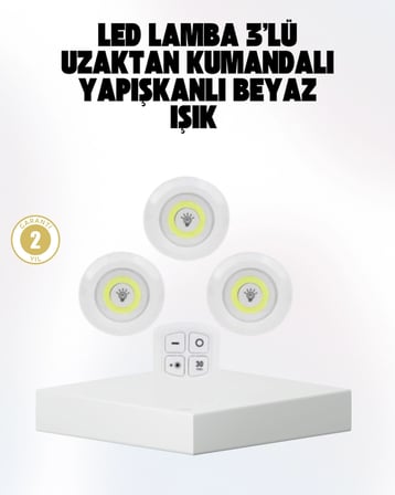 Mey İthalat Kablosuz Gün Işığı 3’lü LED Spot Lamba Kumandalı