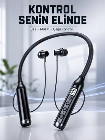 Mey İthalat Uzun Kullanım Süreli Bluetooth Kulaklık Boyun Bantlı Mikrofonlu 600 Saat Müzik Süreli Ses ve Çağrı Kontrollü Kablosuz Kulaklık