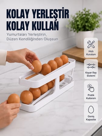 Mey İthalat Yumurta Düzenleyici Organizer Buzdolabı İçin Yer Tasarruflu Saklama Rafı