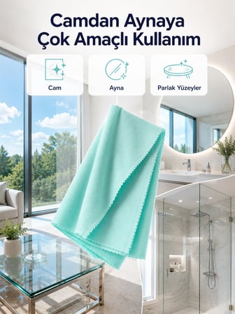 Mey İthalat 40x60 Mikrofiber Cam Temizlik Bezi İz ve Tüy Bırakmayan Profesyonel Cam Silme Bezi