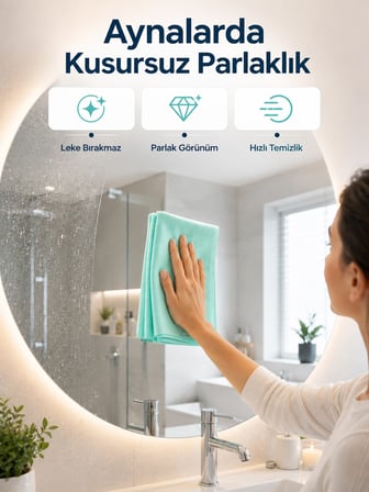Mey İthalat Cam Temizlik Bezi Yüksek Emici Mikrofiber Bez Cam Ayna ve Vitrin Temizliği