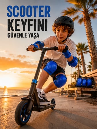 Mey İthalat 2'li Mavi Çocuk Koruyucu Spor Seti Dizlik Dirseklik El Bilek Koruyucu