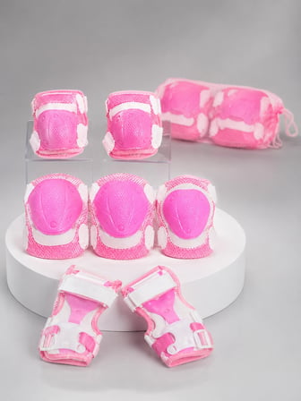 Mey İthalat Pembe Çocuk Koruyucu Dizlik Dirseklik ve El Bilek Koruyucu