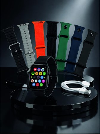Mey İthalat 7'li Kordon Setli Akıllı Saat Bluetooth Görüşme Bildirim Destekli Çok Fonksiyonlu Smart Watch