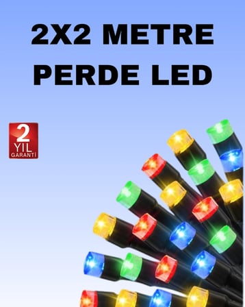 Mey İthalat Noel ve Parti Dekorasyonu İçin 2x2 LED Perde Işık – 8 Fonksiyonlu