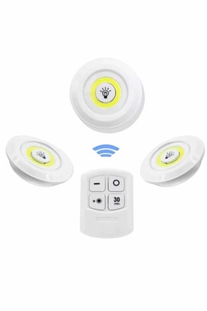Mey İthalat Dolap Işığı Mutfak Rafı Işığı Uzaktan Kumandalı 3 Lü Spot Led Lamba