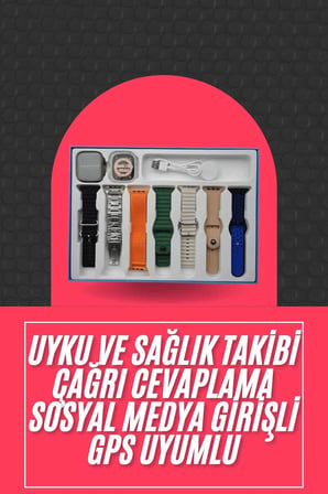 Mey İthalat Akıllı Saat Unisex Akıllı Saat Çoklu Kordon Seçeneği Çelik Kordon Plastik Kordon