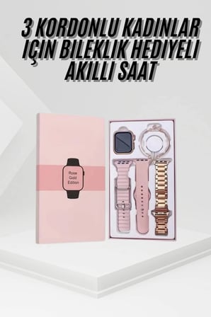 Mey İthalat Yeni Nesil Kadın Akıllı Saat Rose Gold Android ve İos Uyumlu