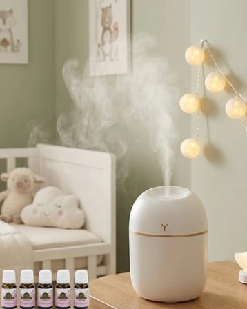 Mey İthalat Kompakt Mini Hava Nemlendirici 5 Esans Hediyeli LED Işıklı USB Aromaterapi Cihazı