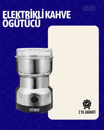 Mey İthalat Elektrikli Sessiz Kahve Öğütücü | Çok Fonksiyonlu, 200W, AB Fişli, Kolay Temizlenir