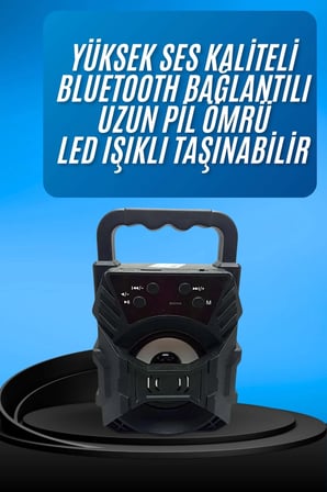 Mey İthalat Işıklı Bluetooth Hoparlör Ses Bombası Taşınabilir Yüksek Ses Kaliteli Radyo Özelliği