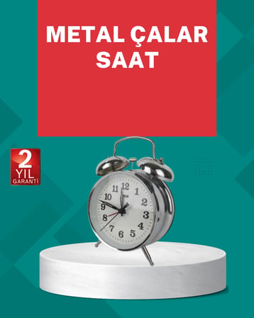 Mey İthalat Dekoratif Gümüş Işıklı Alarmlı Masa Saati Sessiz Mekanizma