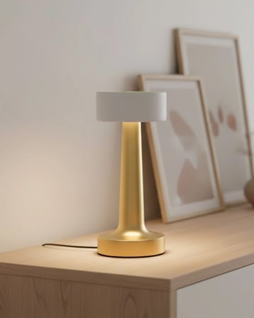 Mey İthalat Modern Altın Gövdeli LED Masa Lambası 3 Işık Modlu