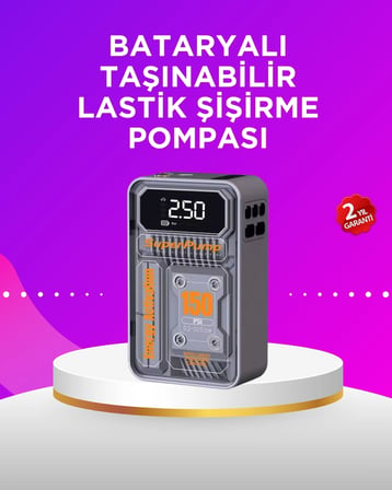 Mey İthalat Mini Boy Elektrikli Şarjlı Yüksek Basınçlı Lastik Şişirme Pompası