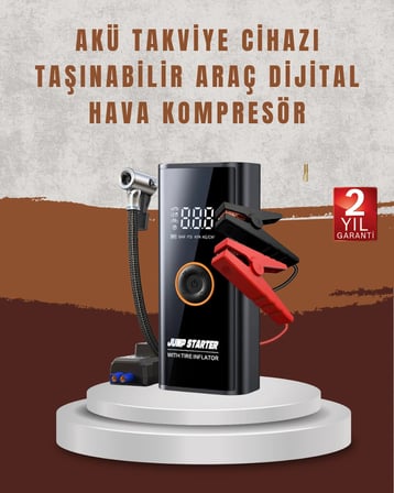 Mey İthalat Çok Fonksiyonlu Araç Yol Yardım Kiti Jump Starter ve Lastik Pompası