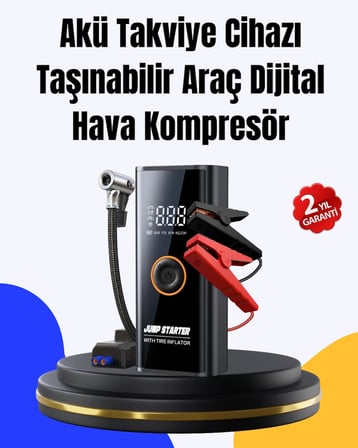 Mey İthalat SOS Fenerli Akü Takviye Cihazı Dijital Kompresör Powerbank