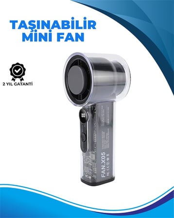 Mey İthalat Taşınabilir El Fanı  100 Seviyeli Rüzgar Hızı Ayarı  Sessiz Çalışma - Dijital Ekranlı