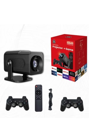 Mey İthalat Android Projeksiyon Siyah Taşınabilir Sinema Projektörü 4k 1080p Ev Sineması Bluetooth