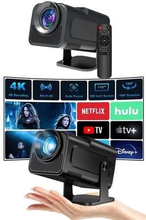 Mey İthalat Projektör Siyah Android Taşınabilir Sinema Projeksiyon Wifi Destekli En Güncel Sürüm Akıllı