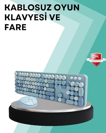 Mey İthalat Kablosuz Klavye ve Mouse Seti – Sessiz Tuş, Retro Tasarım