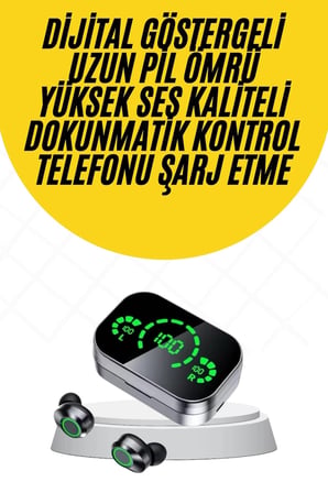 Mey İthalat Kablosuz Bluetooth Kulaklık Çift Telefon Destekli Powerbankli Dijital Göstergeli