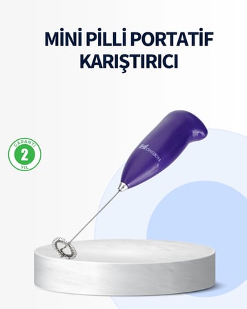Mey İthalat Mini Pilli Portatif Karıştırıcı – Cappuccino, Latte, Frappe ve Kahve Köpürtücü