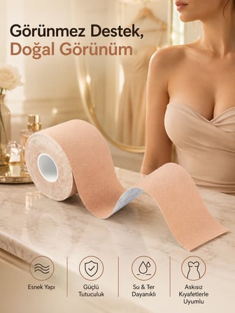 Mey İthalat Toparlayıcı Göğüs Bandı Şekillendirici Ten Rengine Uygun Esnek Hassas Ciltlere Uygun