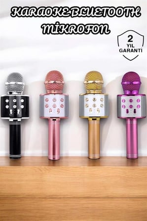 Mey İthalat Şarjlı ve Uzun Pil Ömürlü Karaoke Mikrofon USB Bellek Destekli, Profesyonel Ses