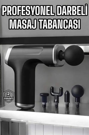 Mey İthalat Masaj Tabancası 4 Başlıklı Kas ve Vücut Ağrıları İçin Şarjlı Darbeli