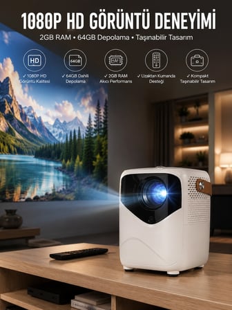 Mey İthalat Taşınabilir Android Projeksiyon Wifi Destekli 4K Multimedia Tabanlı Ev Ve Ofis Tipi