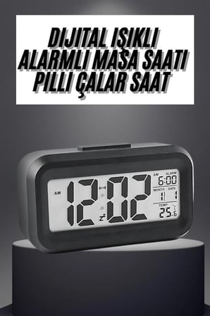 Mey İthalat Gece Dijital Masa Saati Dijital Alarmlı Led Ekran Pilli Çalar Saat
