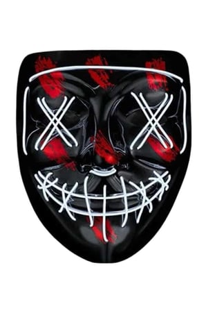 Mey İthalat Hallowen Parti Maskesi Neon Led Işıklı Maske 3 Modlu Cadılar Bayramı Maskesi