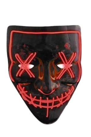 Mey İthalat Hallowen Parti Maskesi Neon Led Işıklı Maske 3 Modlu Cadılar Bayramı Maskesi