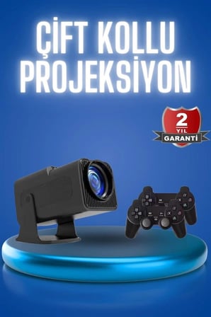 Mey İthalat Android Projeksiyon Siyah Taşınabilir Sinema Projektörü 4k 1080p Ev Sineması Bluetooth