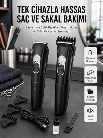 Mey İthalat Lazer Epilasyon Öncesi Kısaltma Şarjlı Saç Sakal Tıraş Makinesi Ense Kesme Makinesi