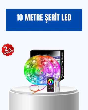 Mey İthalat Sese Duyarlı 10M Smart Şerit Led IOS Android Kontrollü RGB Işık