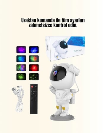 Mey İthalat Dekoratif ve Fonksiyonel Astronot Projeksiyon Aydınlatma