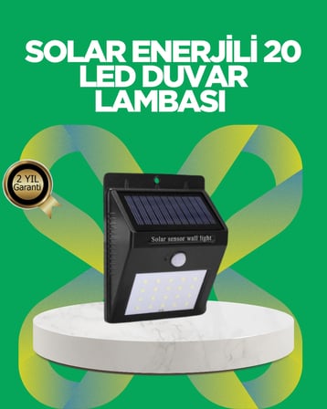 Mey İthalat Solar Enerjili 20 LED Hareket Sensörlü Duvar Lambası