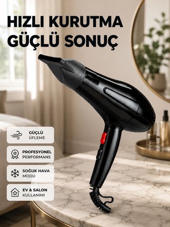 Mey İthalat Tüm Saç Tipleri İçin 2200W Güçlü Fön Makinesi