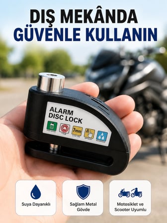 Mey İthalat Disk Fren Kilidi Alarmlı Anti Hırsızlık Motosiklet Scooter Bisiklet Yeni Nesil