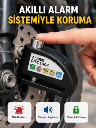 Mey İthalat Alarm Sensörlü Disk Kilidi Motosiklet Scooter Bisiklet Güvenlik Yeni Nesil