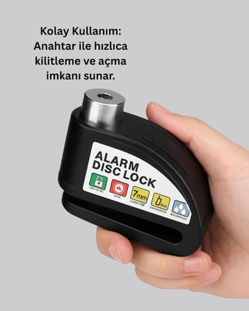 Mey İthalat Çelik Gövdeli Alarm Disk Kilidi Motosiklet ve Bisiklet İçin Güvenlik Yeni Nesil