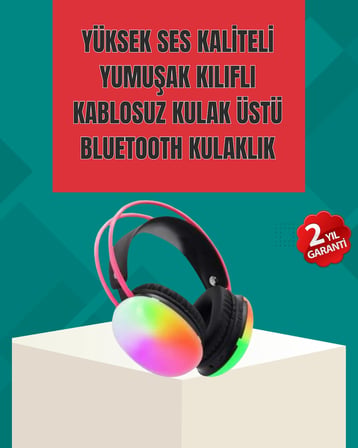 Mey İthalat Type-C Şarjlı RGB Işıklı Bluetooth  Kulaklığı