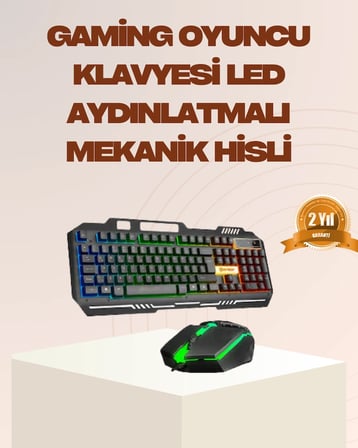 Mey İthalat Mekanik LED Gaming Klavye Mouse Seti – Yüksek Tepki ve Ergonomi