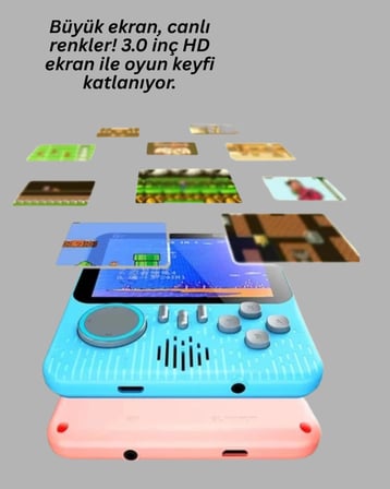 Mey İthalat 3.5 İnç LCD Ekranlı 666 Oyunlu Taşınabilir Retro Oyun Konsolu