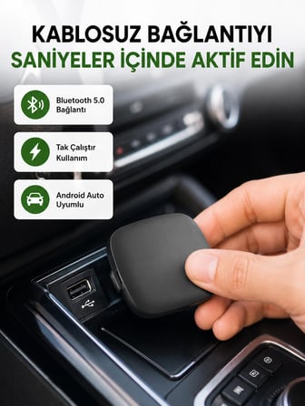 Mey İthalat Android Auto Kablosuz Adaptör Bluetooth 5.0 ve 5.8GHz WiFi Destekli Yeni Nesil
