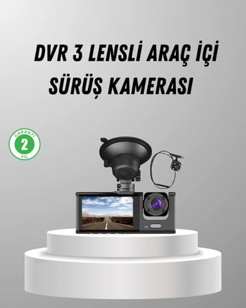 Mey İthalat Üç Kameralı Araç DVR Full HD Gece Görüşlü ve 2 inç IPS Ekranlı